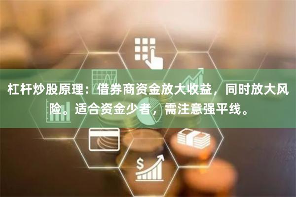 杠杆炒股原理：借券商资金放大收益，同时放大风险。适合资金少者，需注意强平线。
